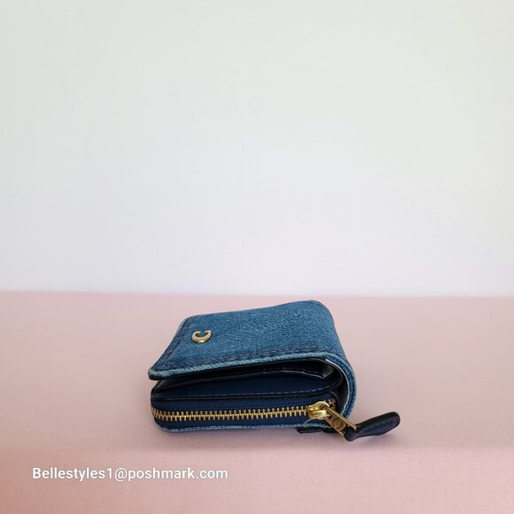 COACH Billfold Small Wallet in Denim -Deep Blue color ⭐ - Picture 9 of 16